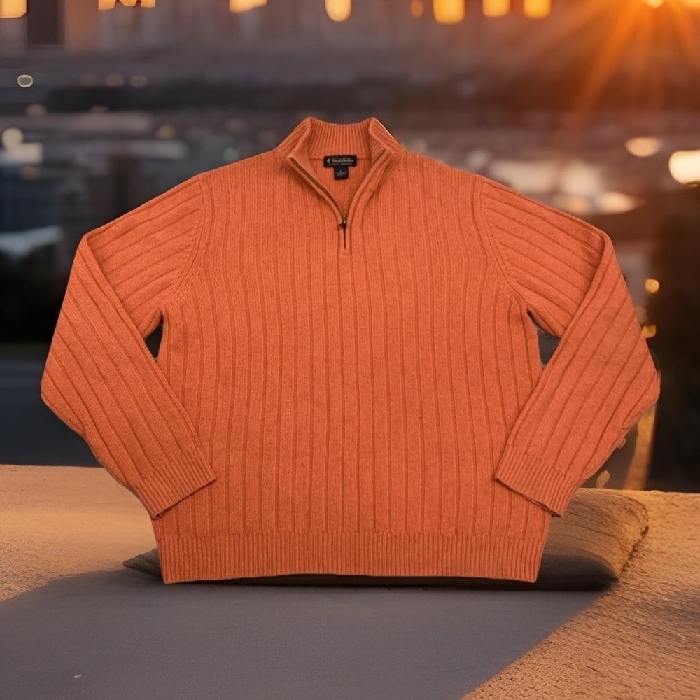 BROOKS BROTHERS SCOTTISH LAMBSWOOL 1/4 ZIP‎ SWEATER - XL 90s Vintage Money - Picture 3 of 10